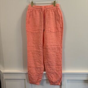Women’s Athleta Coral Orange Linen Jogger Pants size 4